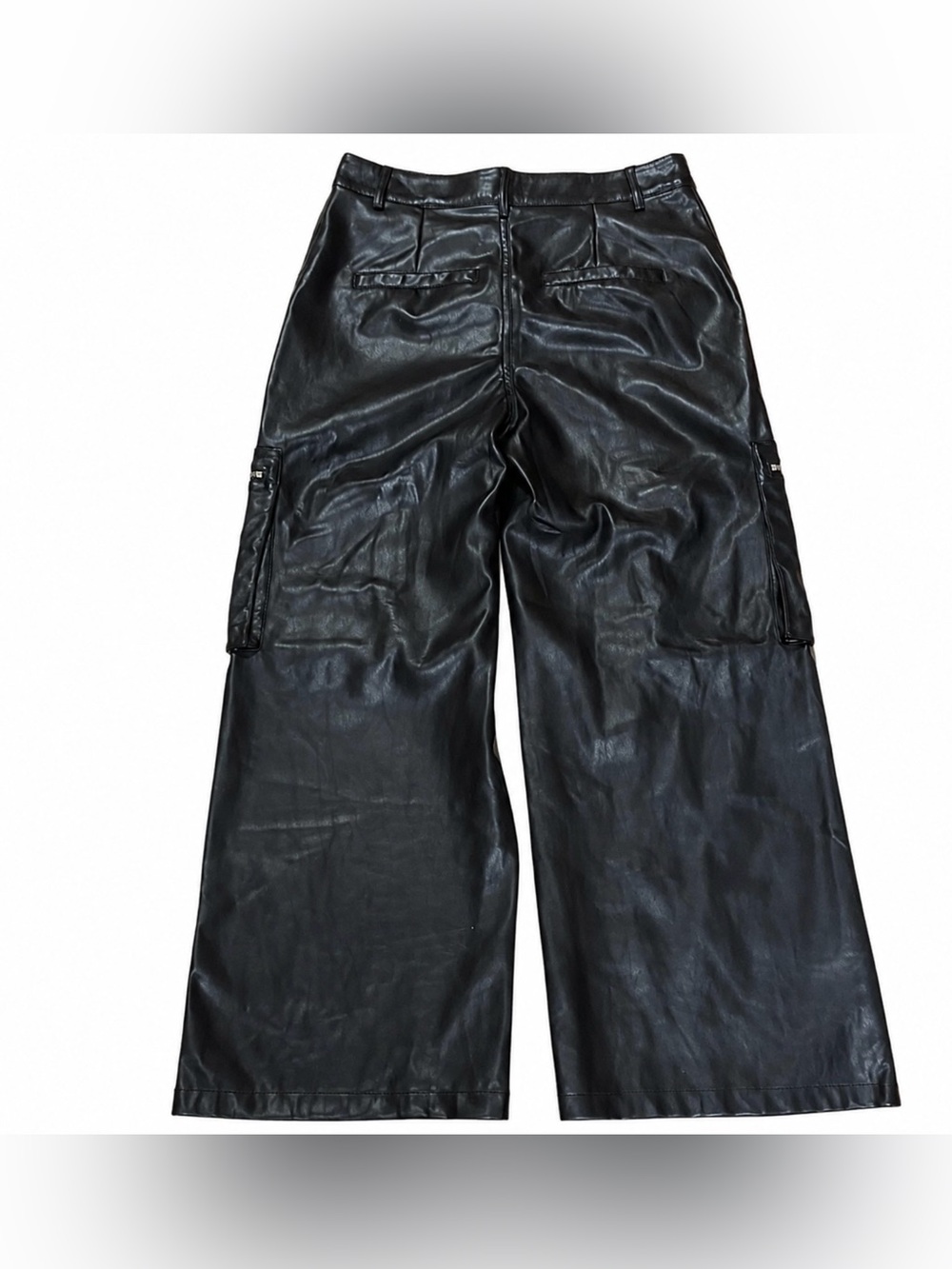 Avec Les Filles Black Faux Leather Cargo Wide Leg Pants S NWT - Picture 3 of 14